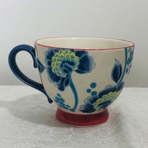 Abbott Collection Stoneware Blue Flower Cup w/ Handle